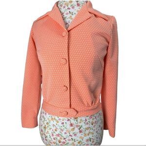 Vintage 70's Handmade Jacket Bright Cream Orange Feminine‎ Retro Size Small